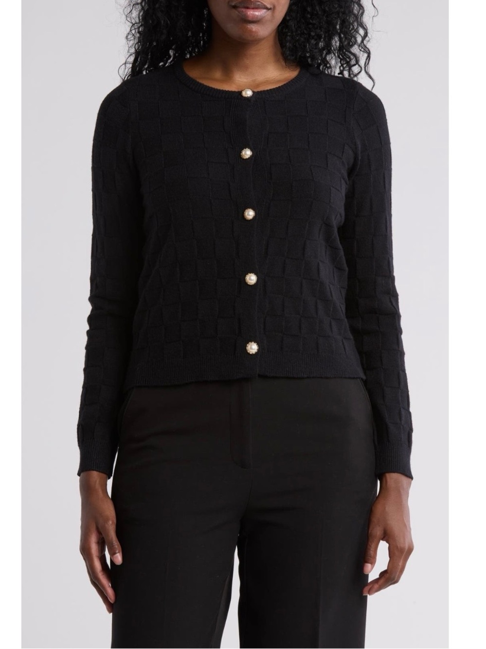BY DESIGN Kyla Textured Knit Cardigan in Black Size M